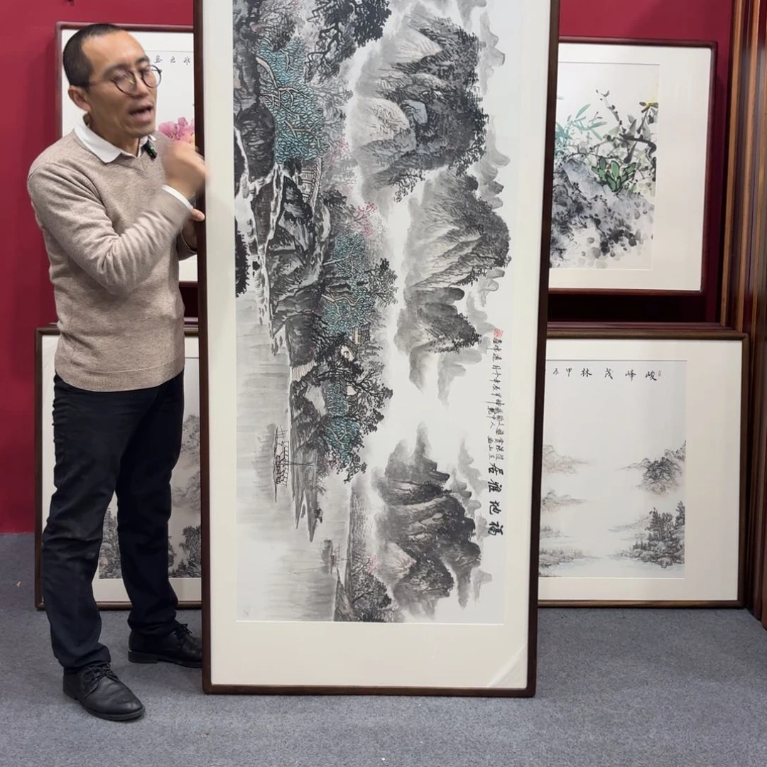 国画带框绘画210/80尺寸福地雅居