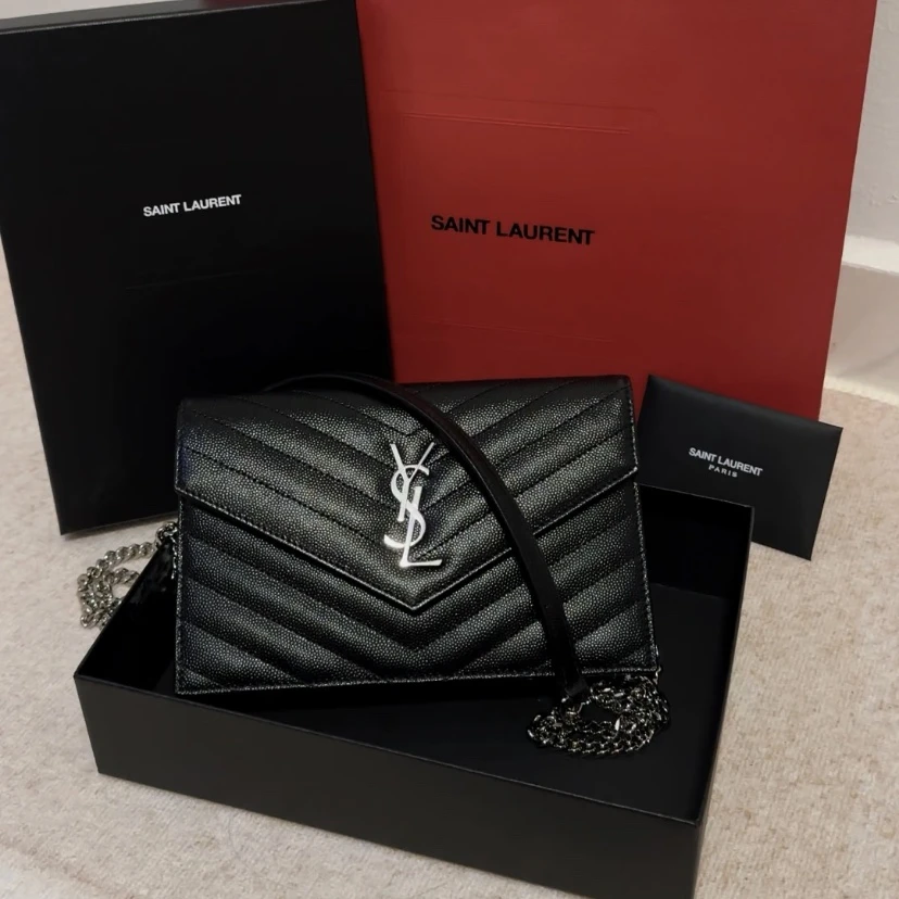 99新 YSL/圣罗兰 YSL黑银信封woc 25090083-01
