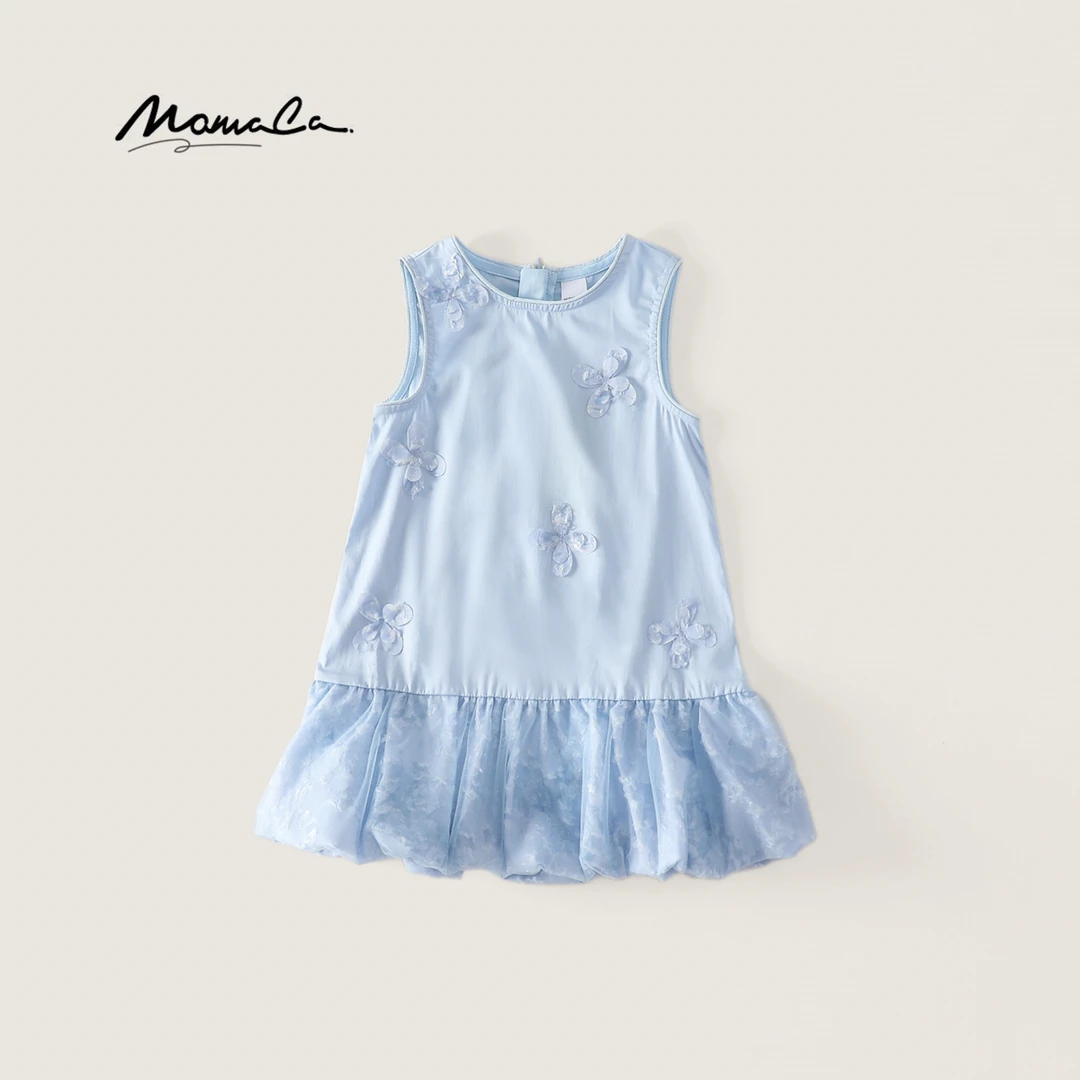 MOMOCO夏季新款韩版女童夏款纯色裙子甜美时尚棉布裙77630476007