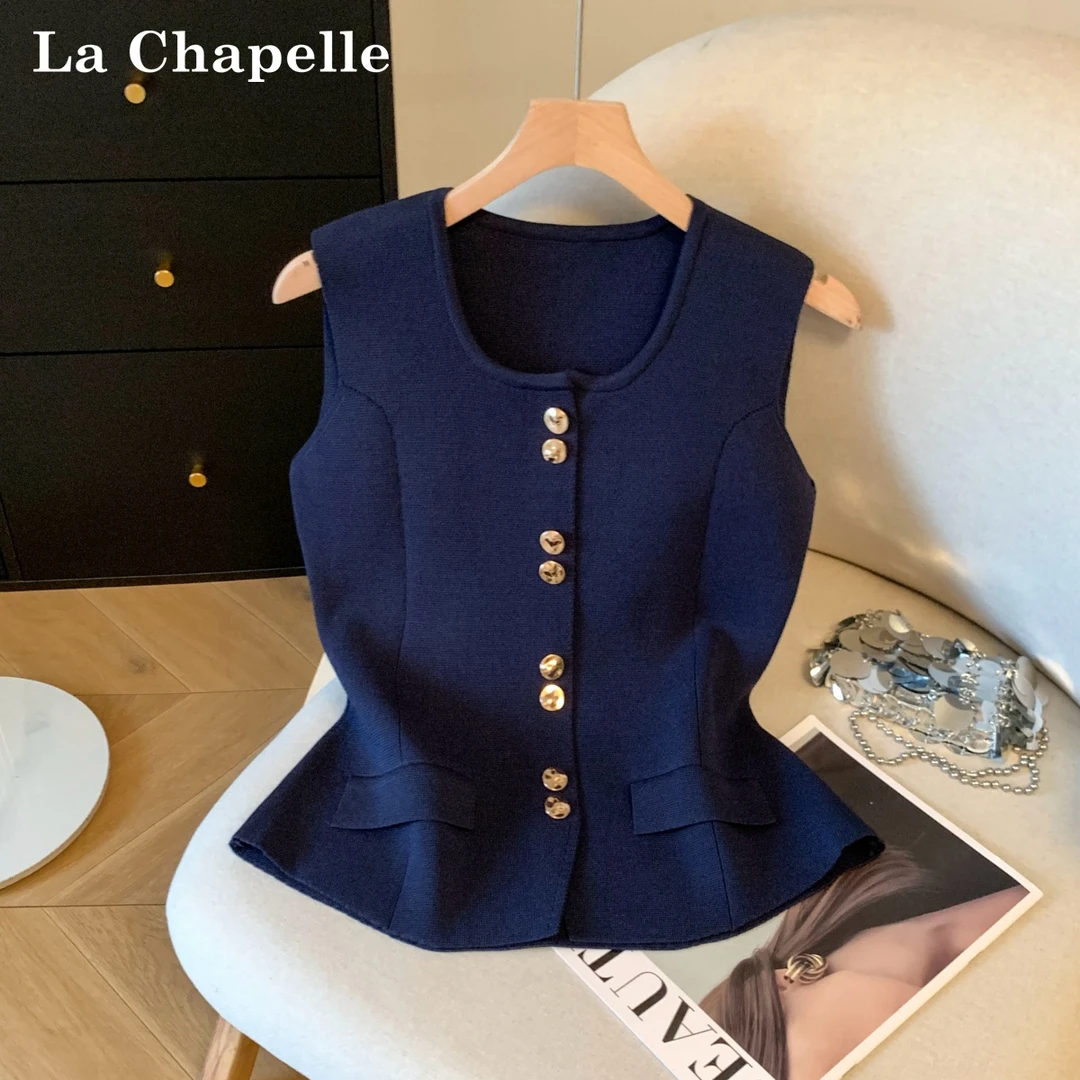 拉夏贝尔高级感轻奢坎肩针织衫背心女秋季新款洋气收腰别致小马夹