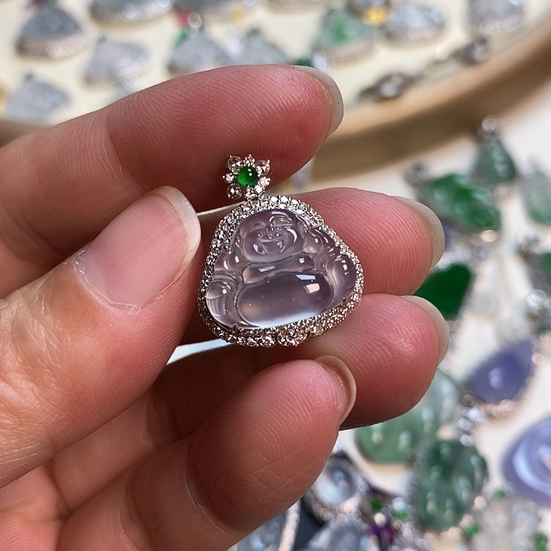 翡翠18K金镶嵌吊坠(不含链)佛公