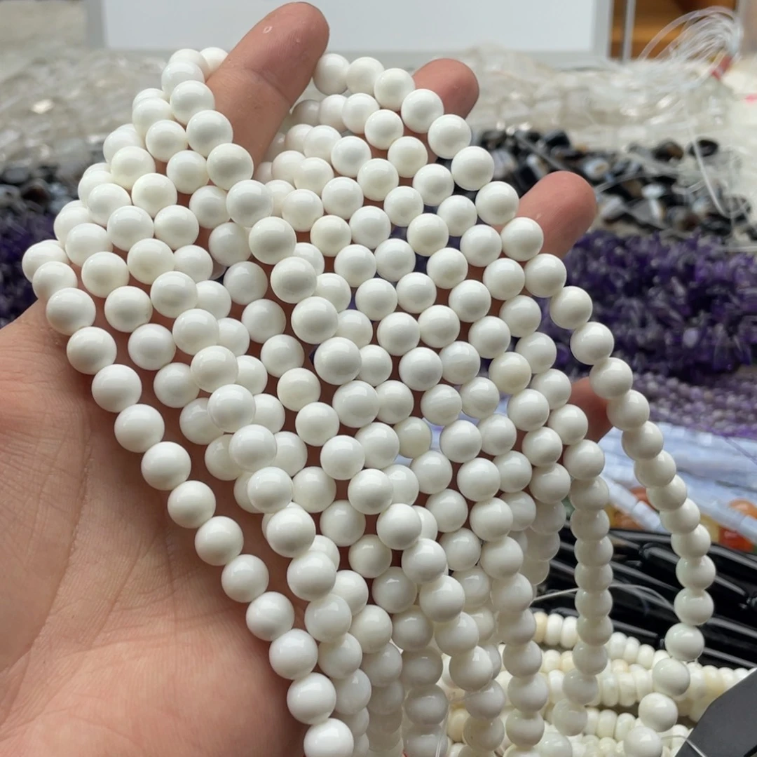 玛瑙/玉髓合金珠宝半成品一条装卡8mm车车圆珠