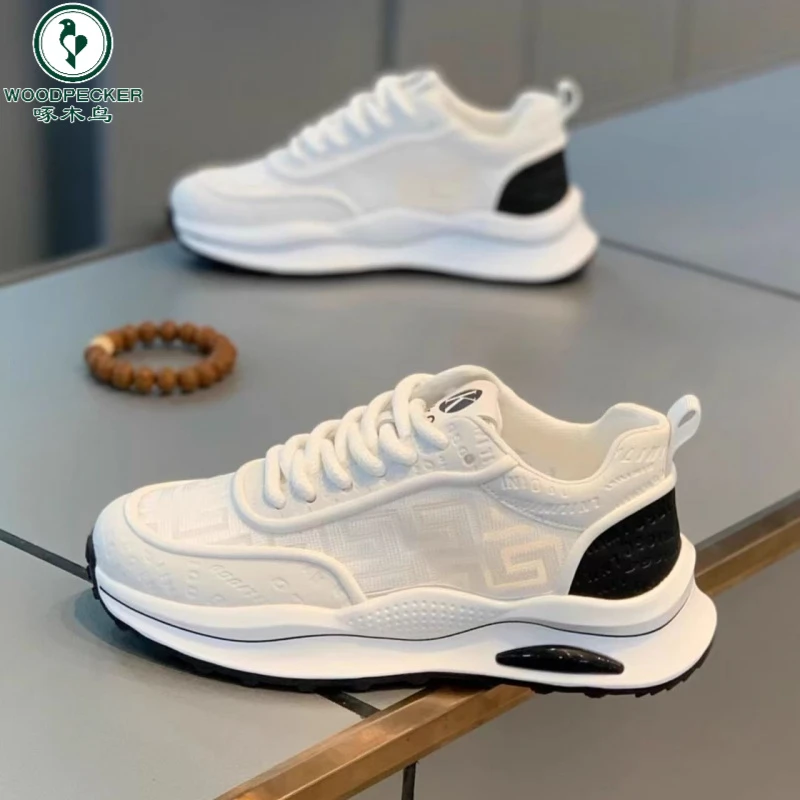 啄木鸟正品网面新款运动鞋薄款透气百搭休闲小白鞋老爹男鞋男款