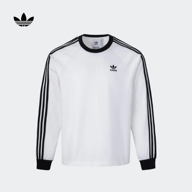 阿迪达斯三叶草 纯棉运动上衣圆领长袖T恤男新款 adidas KE5825