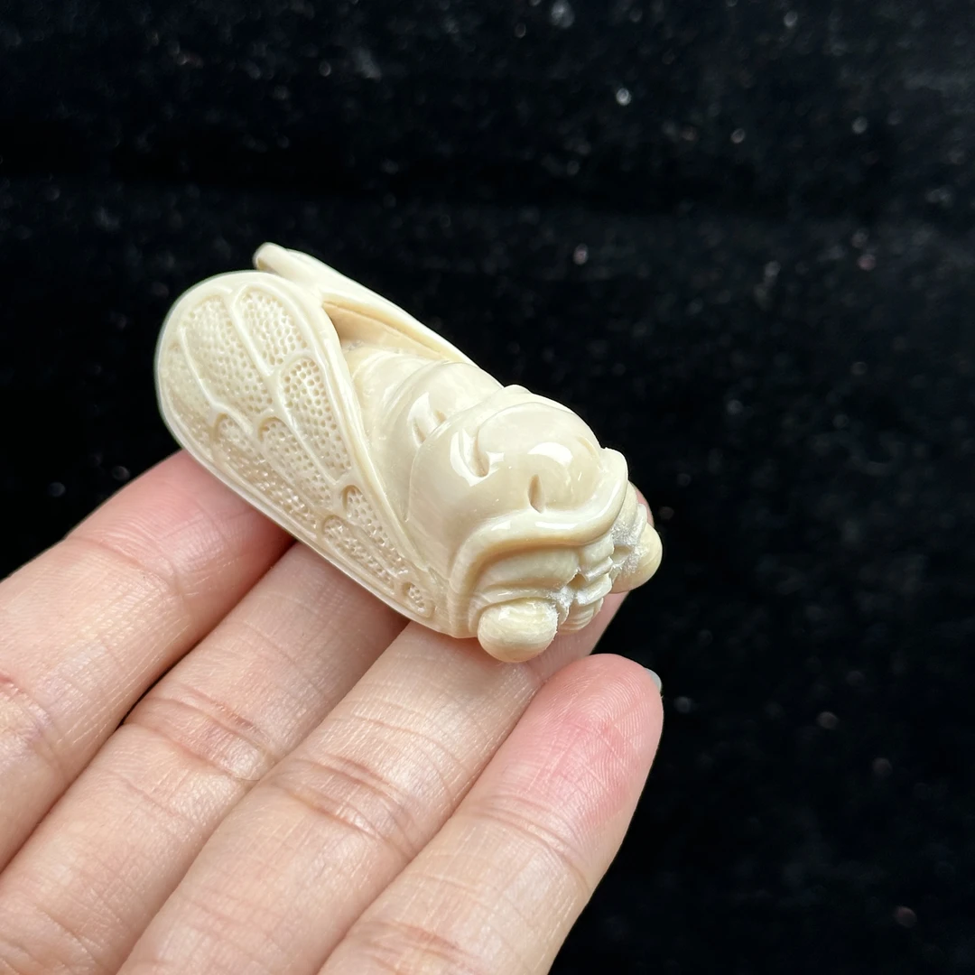 H4795天然猛犸牙雕刻一鸣惊人19.8*46.5mm 支持鉴定 假一罚四