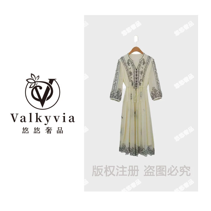 【Valkyvia/悠悠奢品】原创设计新款刺绣宽松气质连衣裙Y-2012