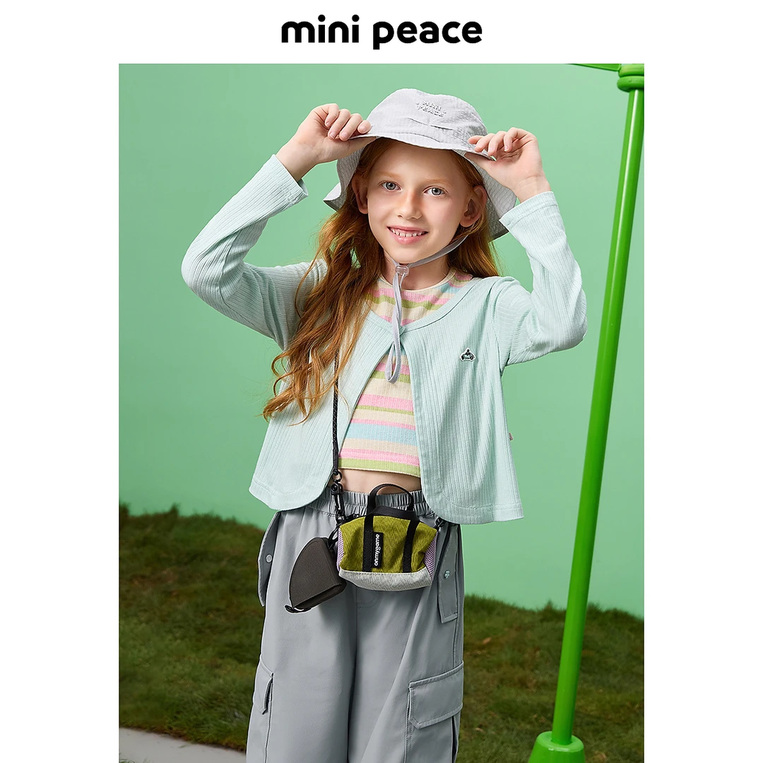 【专柜同款】MINIPEACE太平鸟童装女童长袖T恤假两件开衫空调服秋