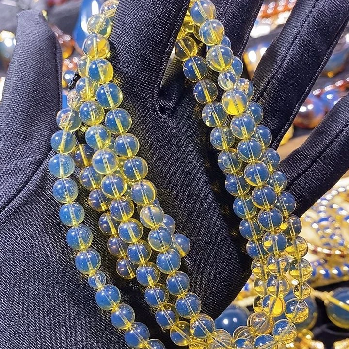 蓝珀未镶嵌珠宝奇石墨西哥蓝珀佛珠7