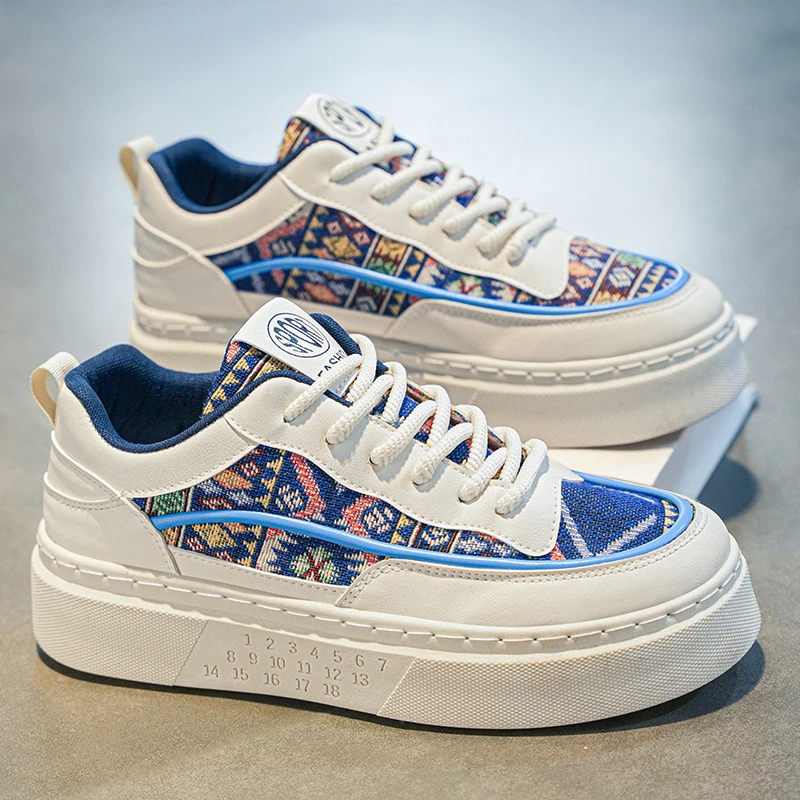 秋季新款透气男鞋韩版设计厚底布鞋运动休闲小白板鞋18803