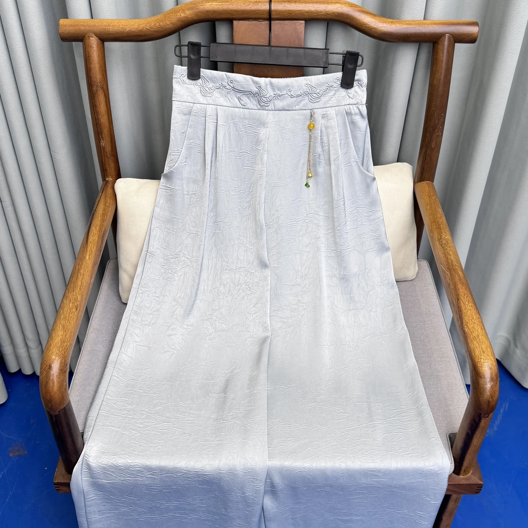 【牡丹】2025新款国风新中式百搭休闲显瘦休闲直筒裤429