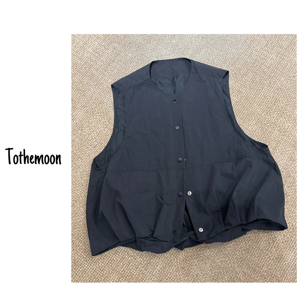 UpSd 原创【过期保鲜袋】 隐藏口袋宽松日系百搭宽松马甲休闲黑色