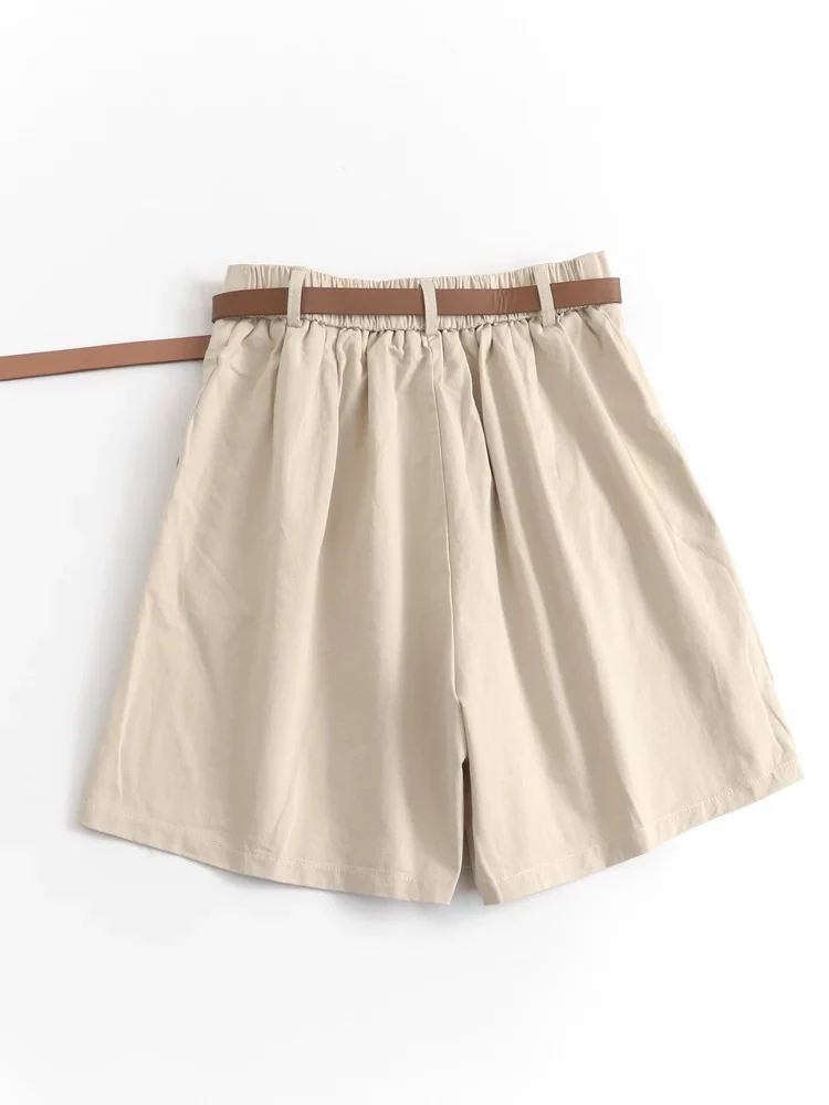 阔腿裤短裤纯色宽松夏季夏季高腰棉麻短裤阔腿裤子