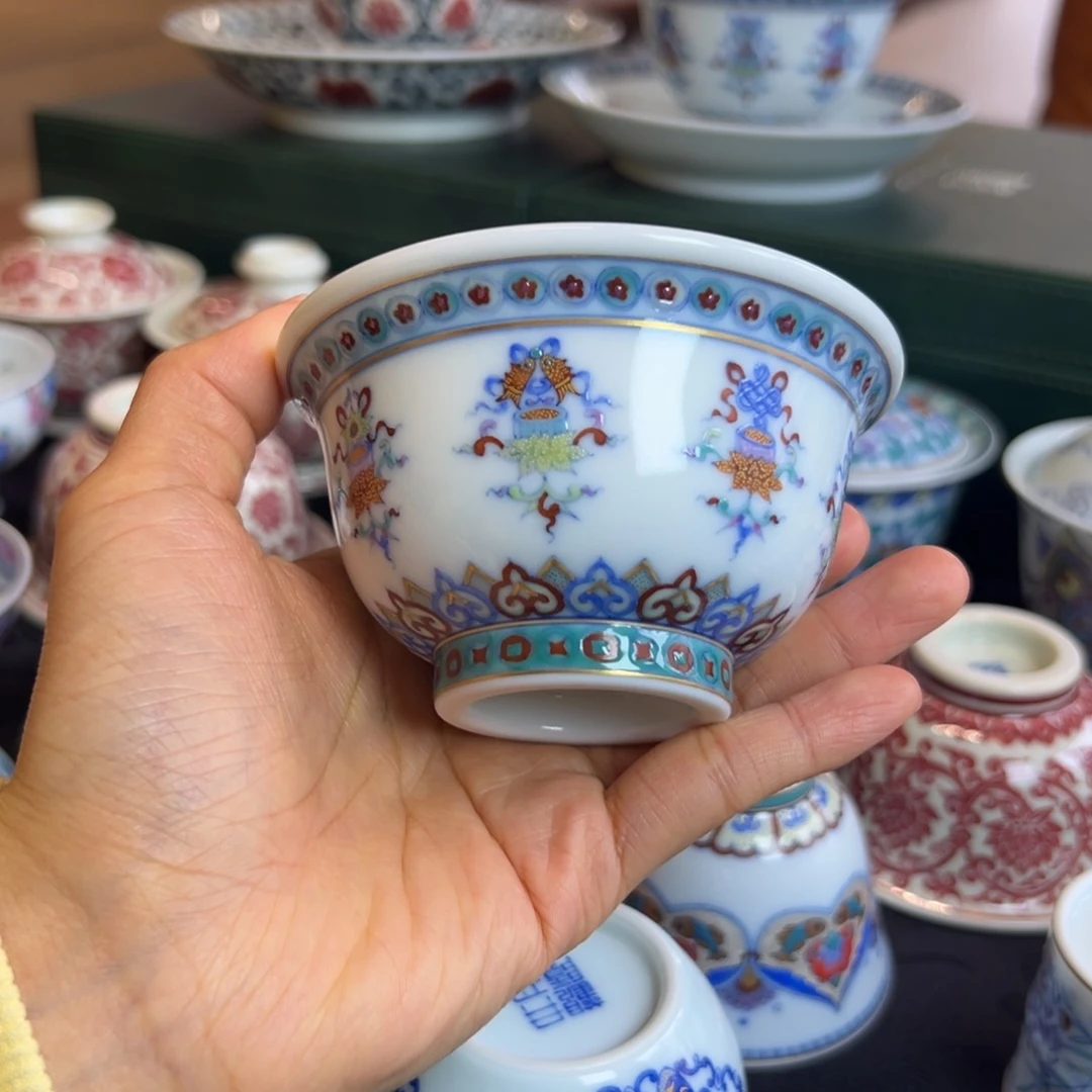 H冉月观隐莲托八宝压手杯