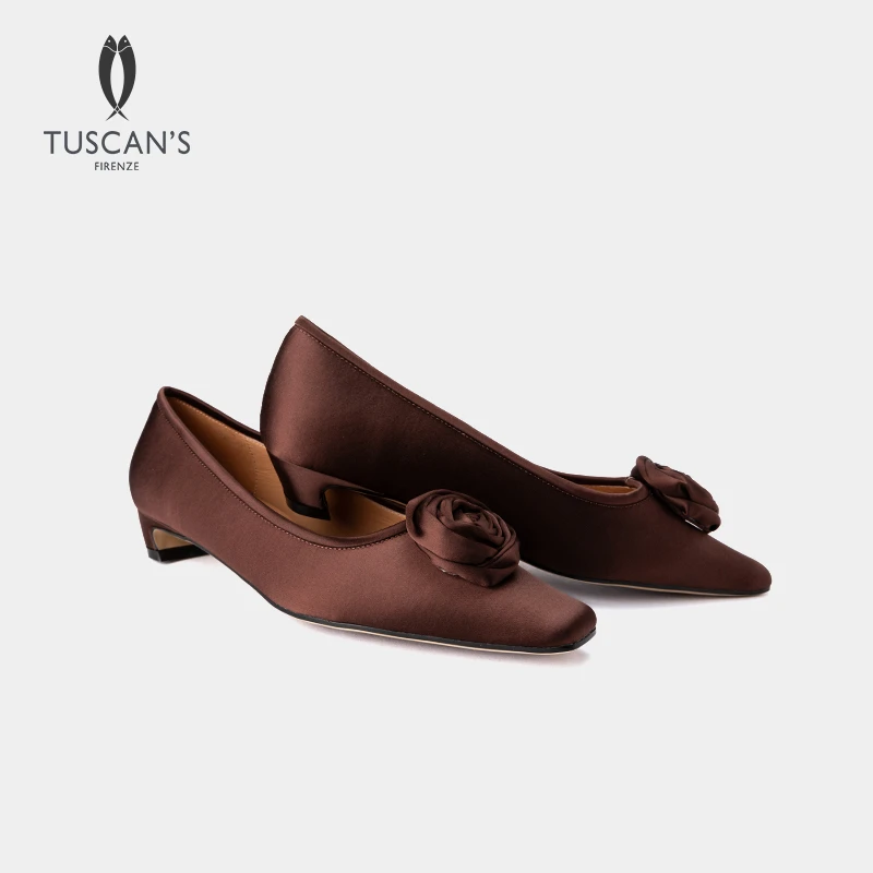 TUSCAN'S新款气质百搭高级感时尚玫瑰女士浅口低跟单鞋时代集团