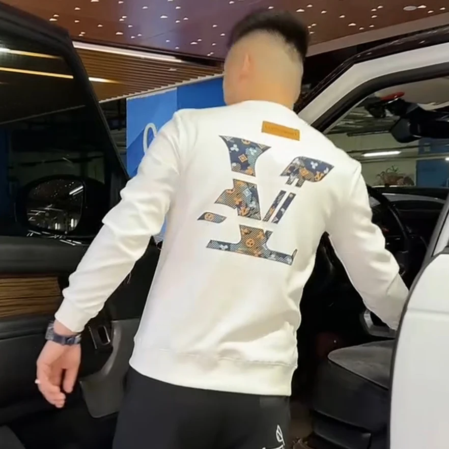 2025男士长袖圆领卫衣修身百搭春秋款休闲时尚网红潮流秋冬加绒