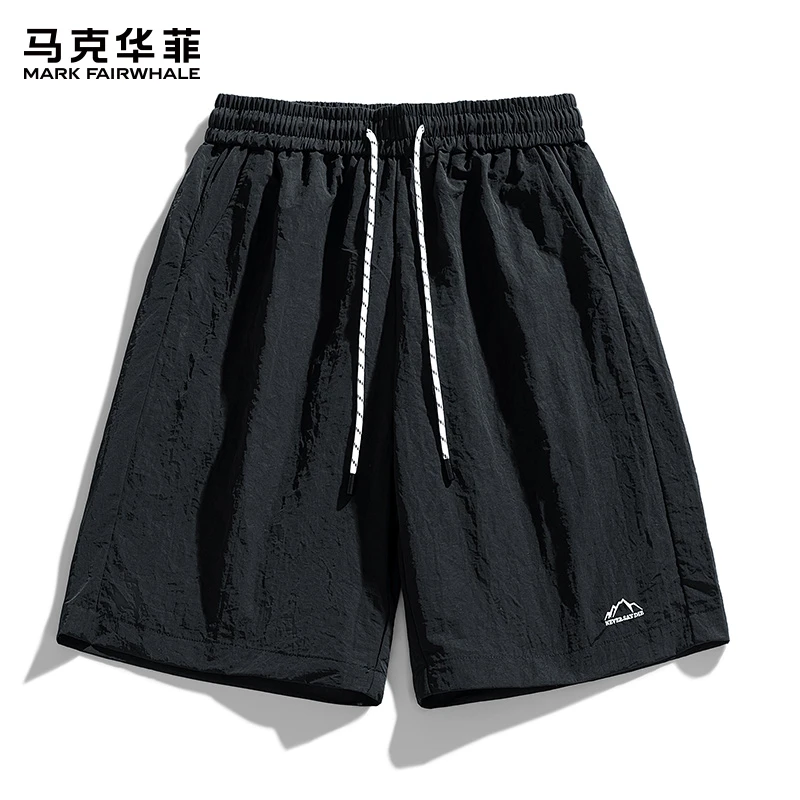 马克华菲冰丝休闲短裤男士夏季薄款宽松直筒潮牌百搭运动五分裤子