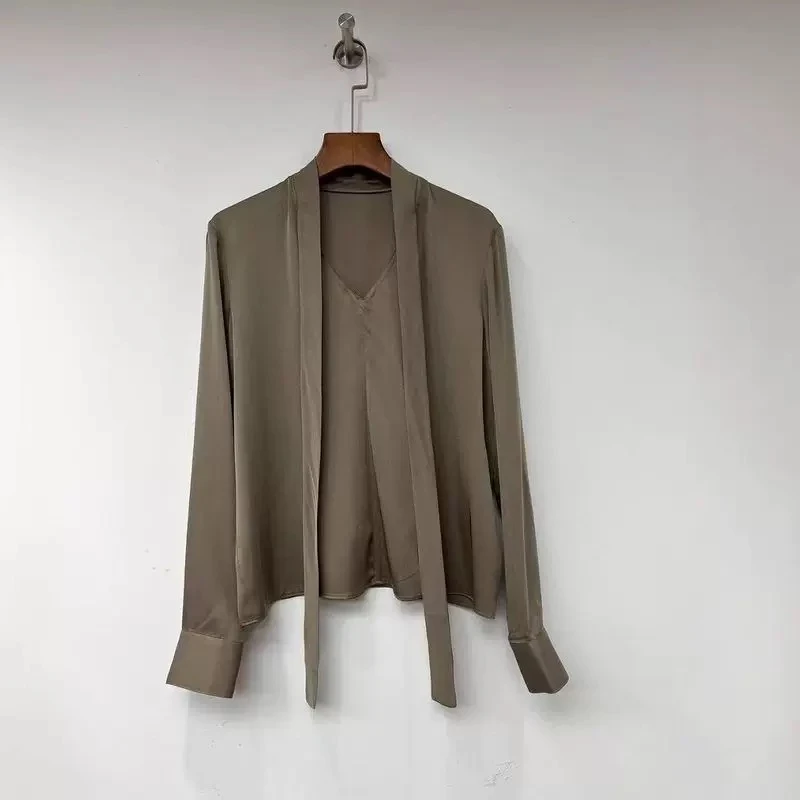 C025显瘦蓝色短袖褶皱休闲衬衫宽松天丝棉麻宽松上衣