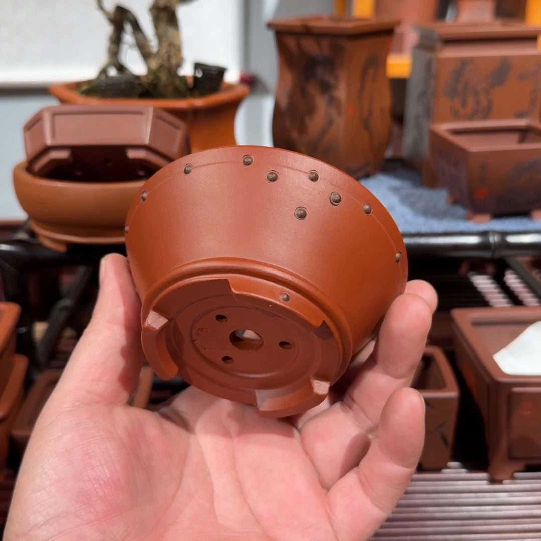 遗***打紫砂花盆原矿紫泥