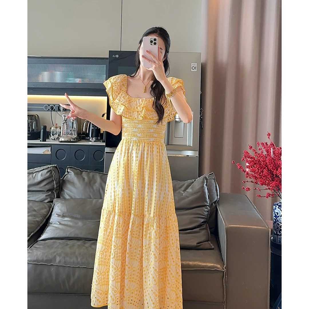 Zwinnie/詹维尼【蕾丝小飞袖】轻奢显瘦气质连衣裙 GZC202509