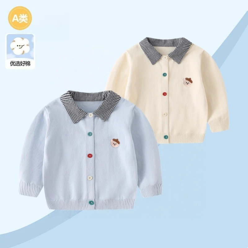 婴儿毛衣男宝宝翻领POLO针织衫秋装2025新款小男孩炸街痞帅外套