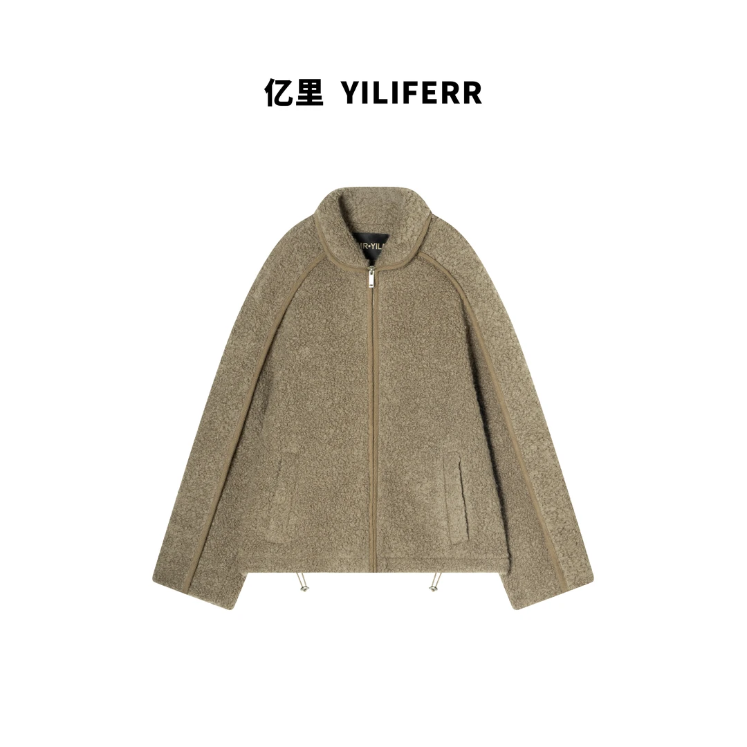 【YILI显瘦女装】时尚气质老钱风拼接拉链休闲百搭外套 Y1704