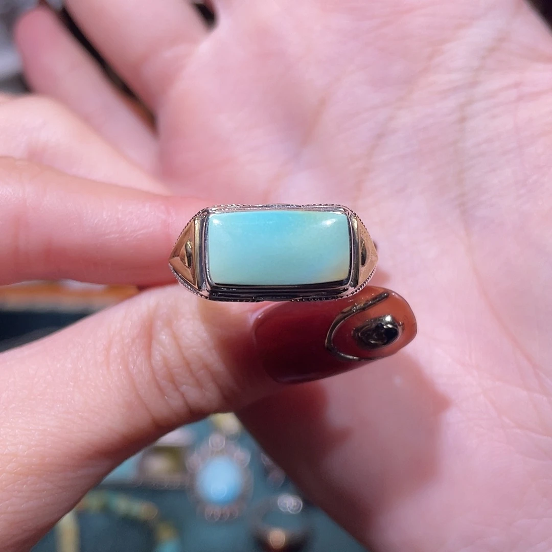 绿松石银S925镶嵌戒指