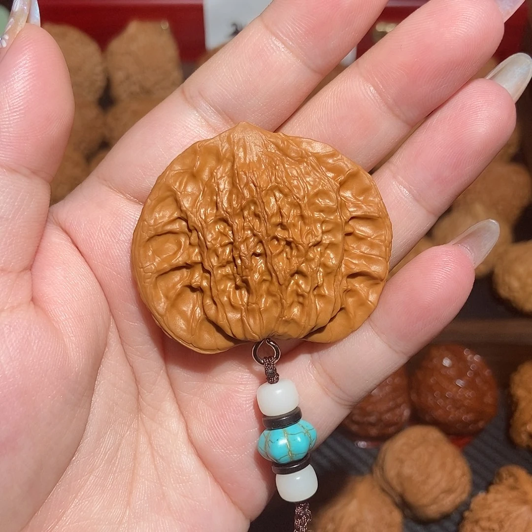 文玩核桃吊坠官帽饼49全