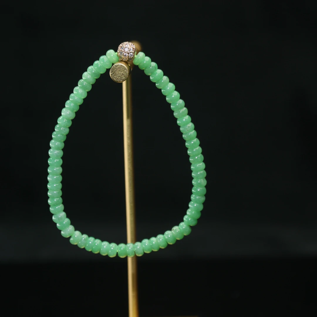 7天然缅甸翡翠A货冰绿手串/600187/上海嘉禾拍卖