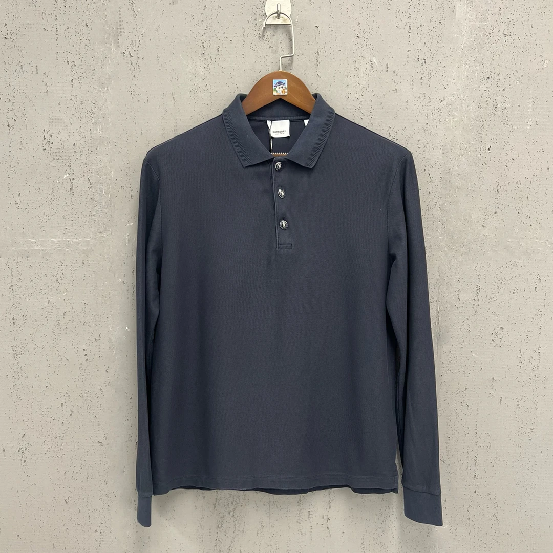 95新 BURBERRY/博柏利 burberry藏青色纽扣刻字标长袖打底m码