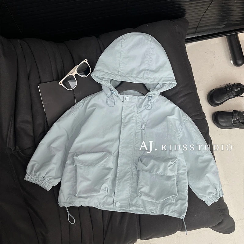 【兔小呗】2025春秋韩版儿童纯色休闲宽松百搭日常连帽外套SJ4995