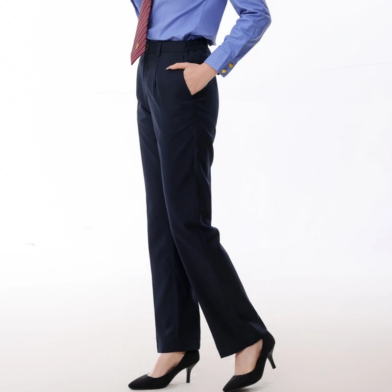 铁路制服女西裤加绒藏青色秋冬通勤裤新款银行职业工装大码执勤裤