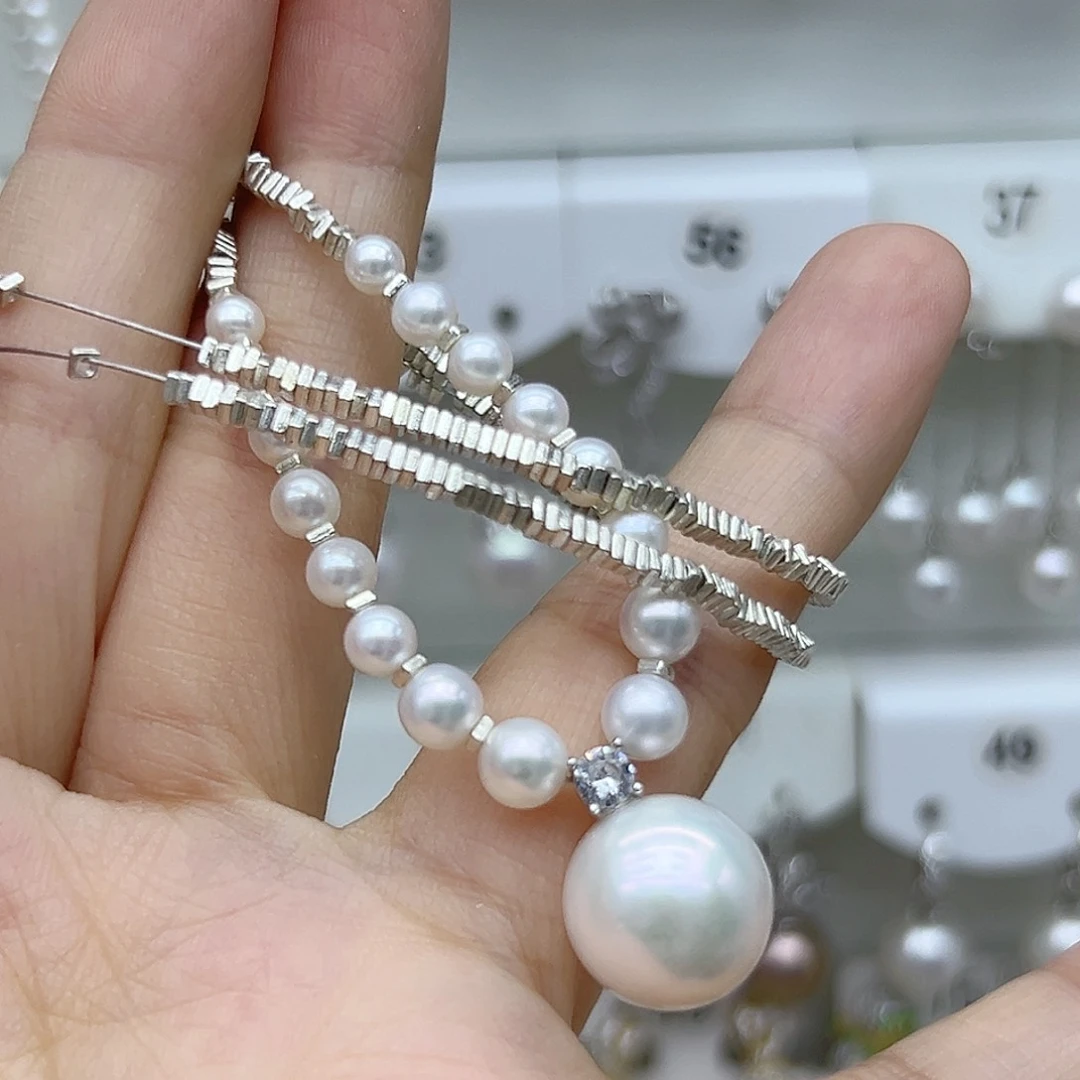 银S925镶嵌耳饰淡水珍珠?****?