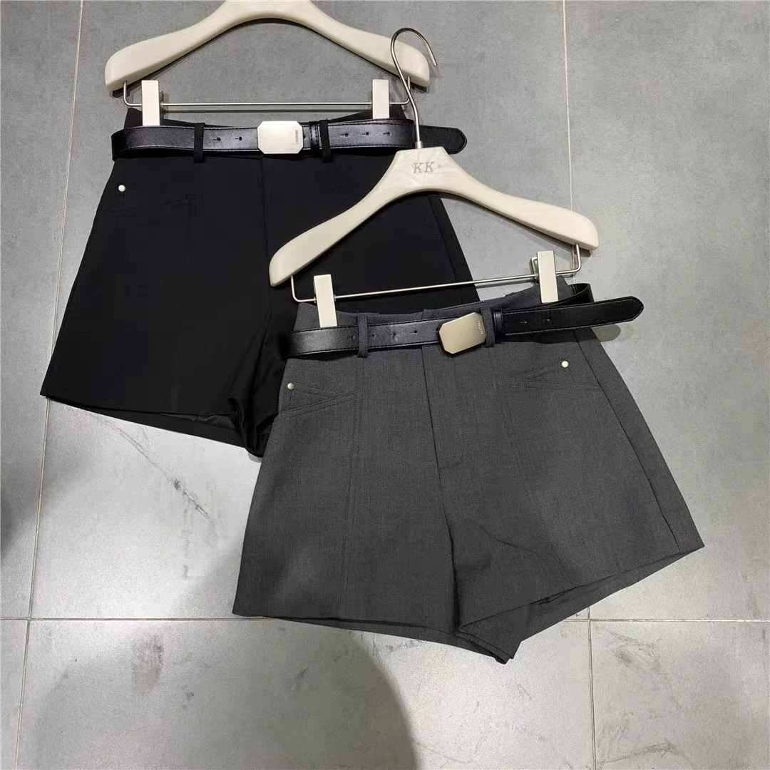 5877#西装短裤女春季新款韩版气质高腰修身显瘦百搭阔腿休闲裤