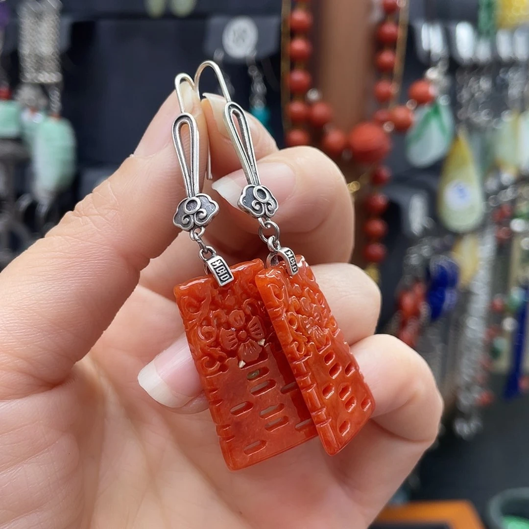 翡翠耳饰银S925镶嵌二***0031gehjjhhj