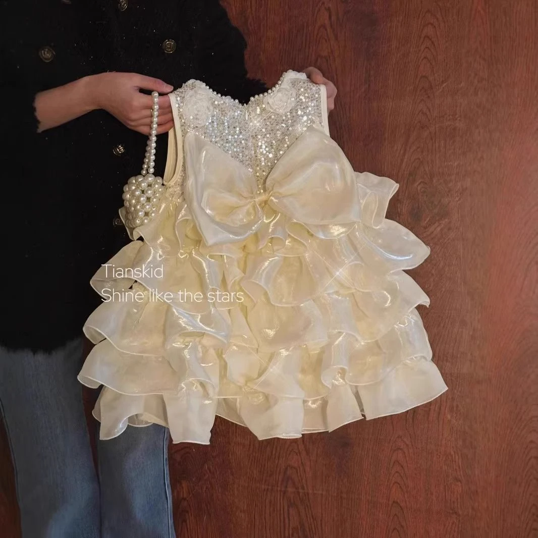 夏季新款女宝宝衣服洋气可爱儿童周岁生日礼服设计感蓬蓬蛋糕裙潮