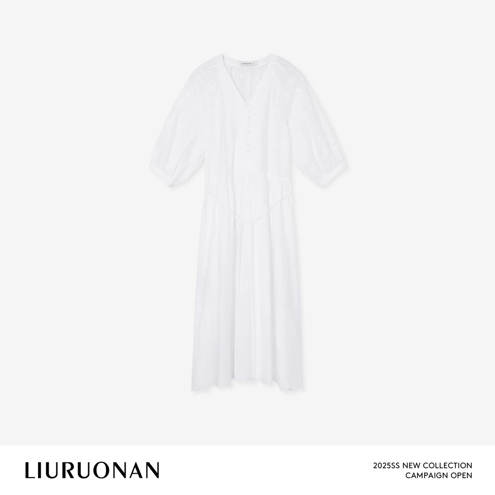 LIURUONAN 25SS 立体刺绣印花系带收腰显瘦气质休闲舒适连衣裙