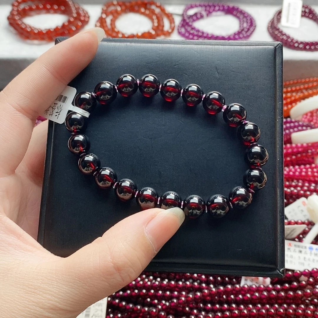 石榴石手链未镶嵌9mm酒红单圈