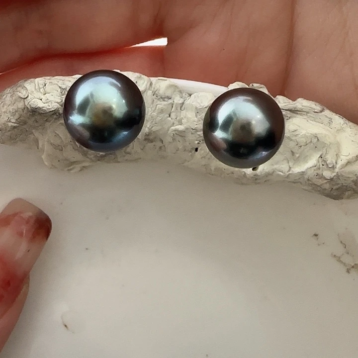 海水珍珠耳饰银S925镶嵌