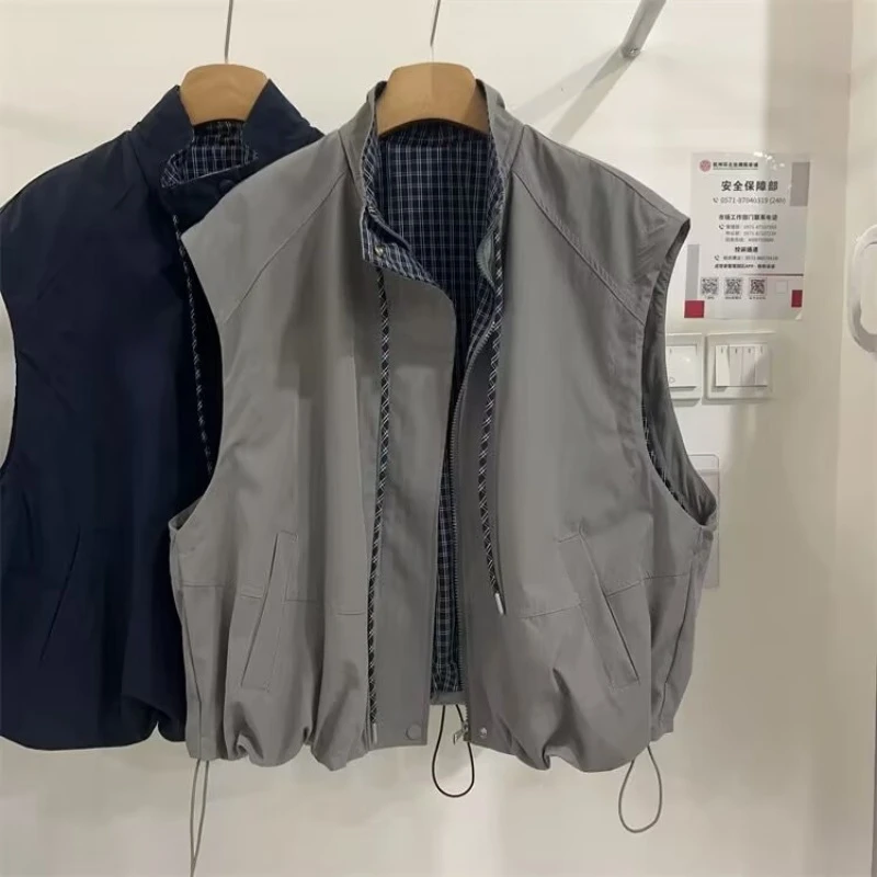 2025早秋新款韩版时尚百搭宽松休闲立领拉链马甲女无袖坎肩外套潮