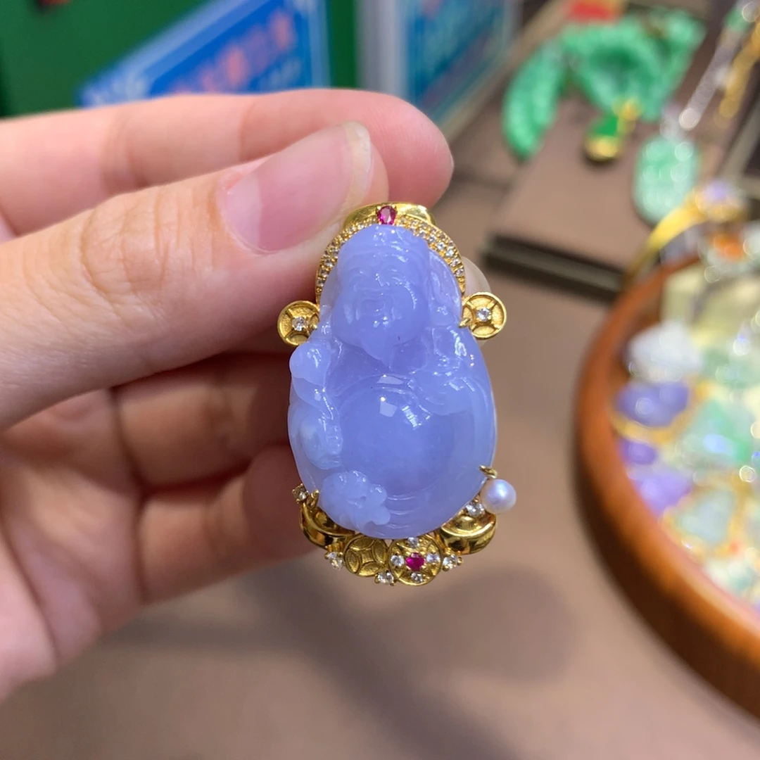 颈饰18K金镶嵌翡翠翡翠