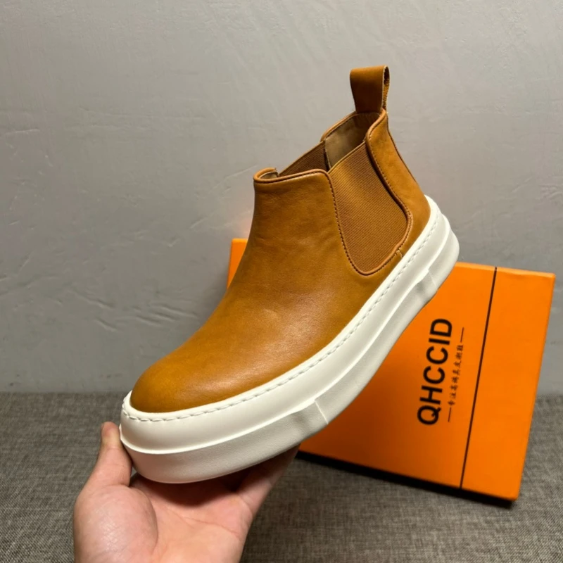 马丁靴男25秋冬新款高帮鞋男一脚蹬鞋男短靴子加绒保暖棉鞋男短靴