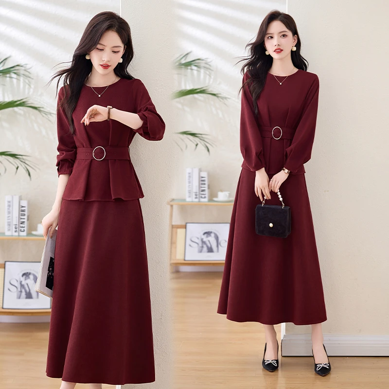 静奢风秋装通勤长袖休闲风时尚套装时尚洋气连衣裙春秋显瘦气质