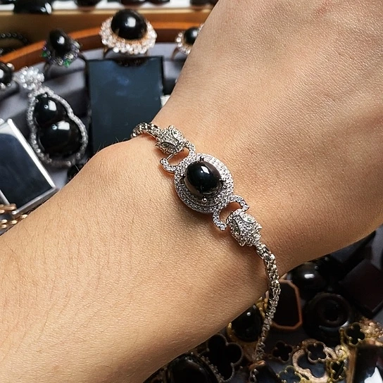 翡翠银S925镶嵌手链