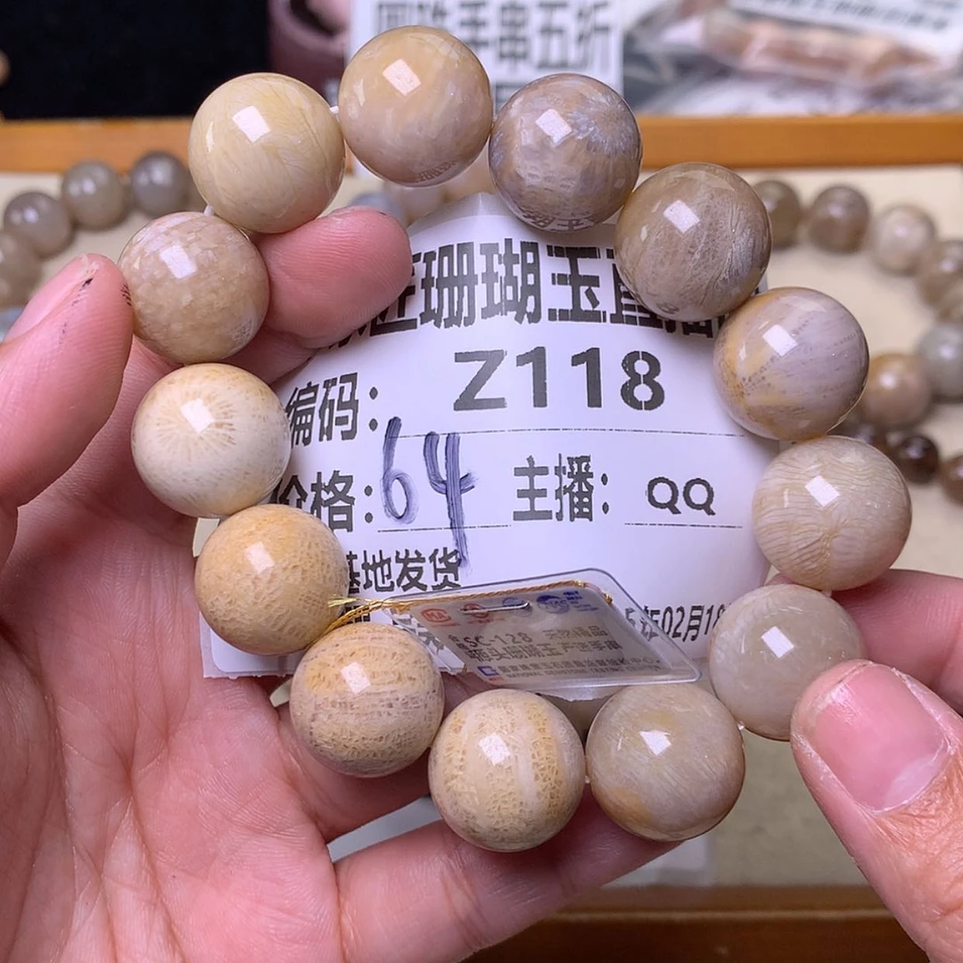 【闪购商品】硅化珊瑚（珊瑚玉）手链未镶嵌杯**舟Z118