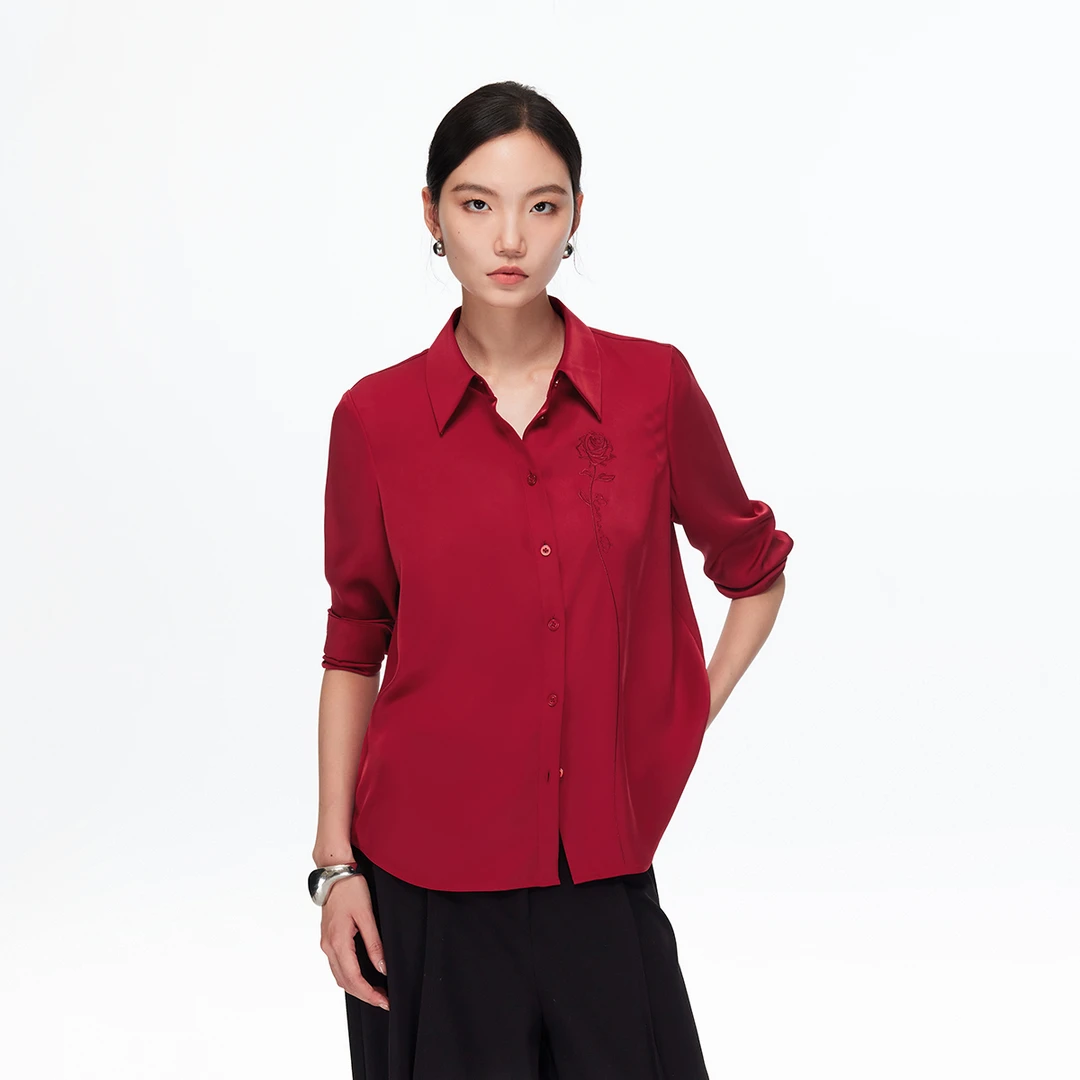 Vero Moda衬衫【手绘玫瑰】立体花朵刺绣纯色时尚上衣325305033