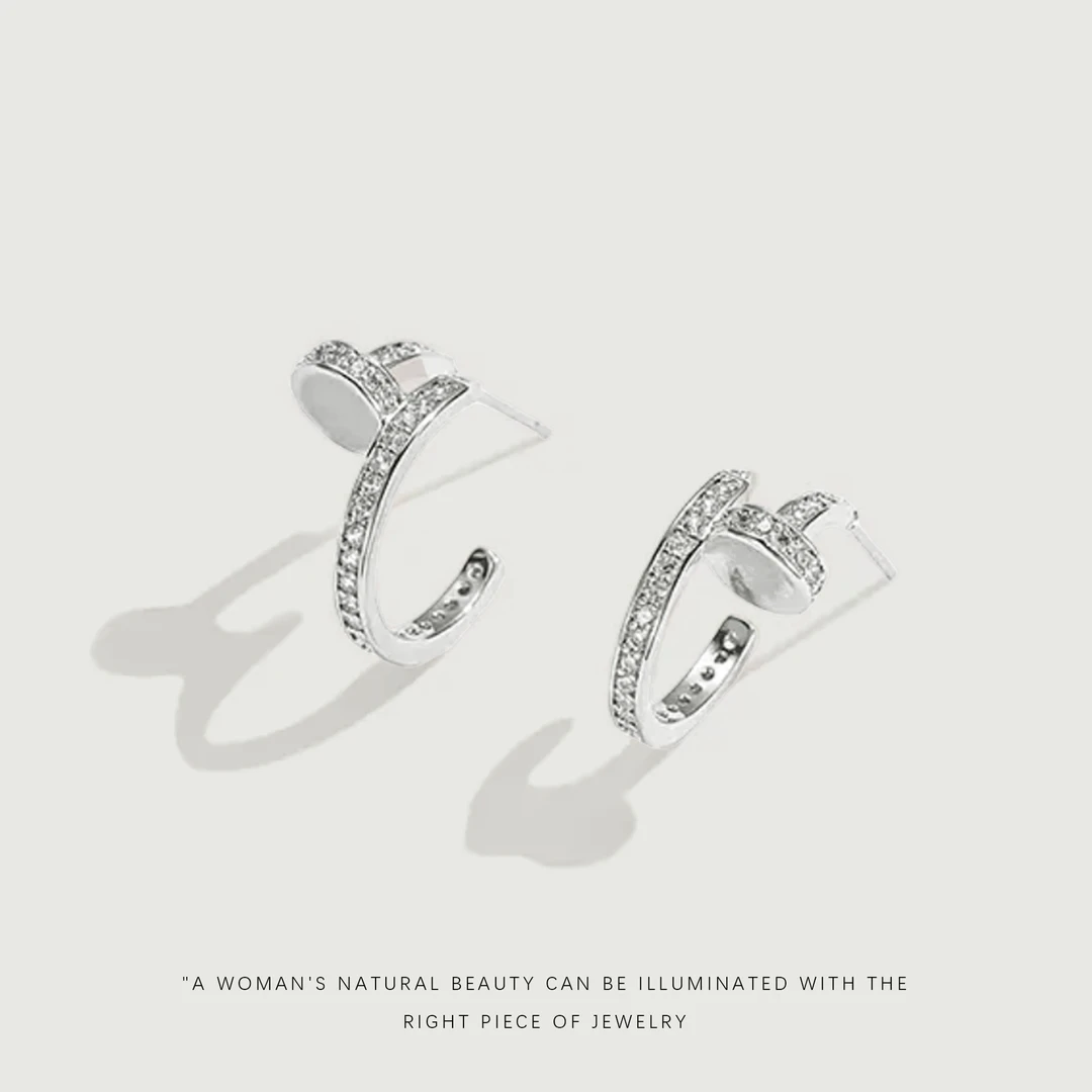铜合金合成锆石耳饰 设计感时尚百搭气质轻奢简约女耳钉A422