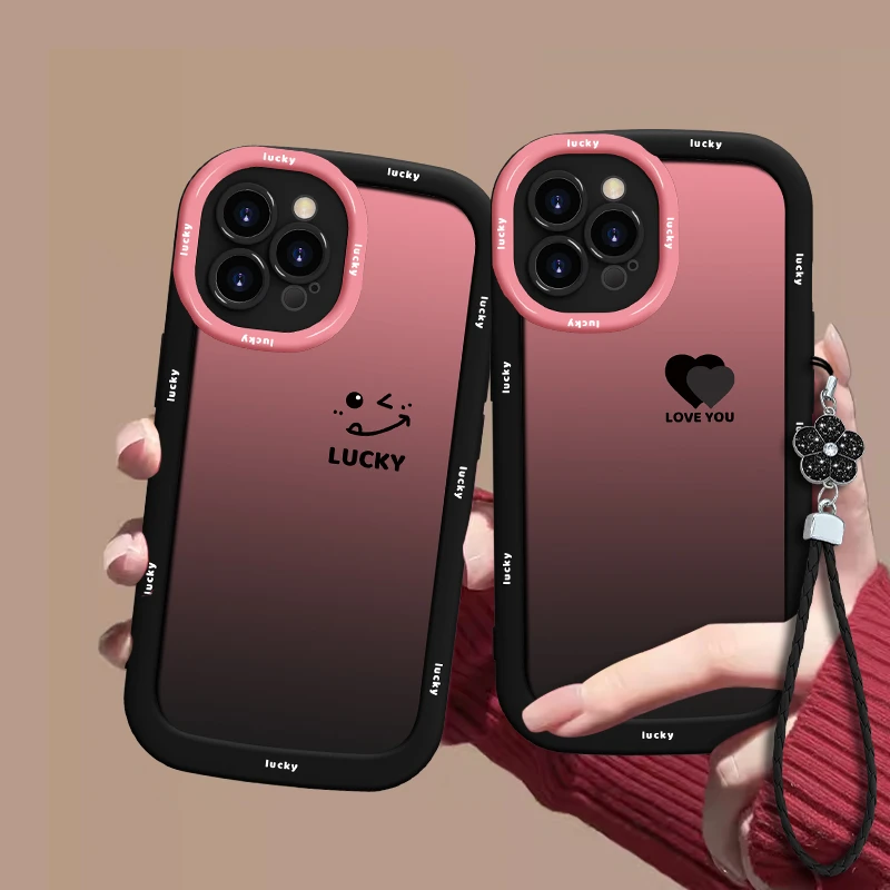 渐变爱心适用于苹果/华为/vivo/oppo/小米泡芙壳女款防摔手机壳