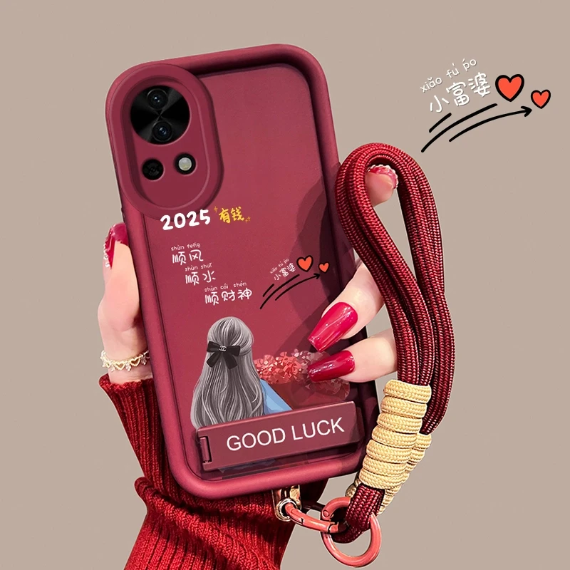 适用【华为nova13】顺风顺水小富婆新年支架手机壳创意防摔网红女款