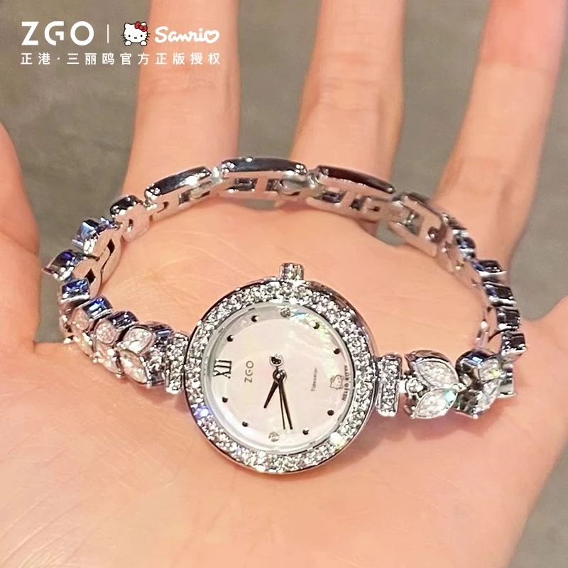正港x三丽鸥HelloKitty美人鱼手表满钻轻奢小众七夕礼物送女生