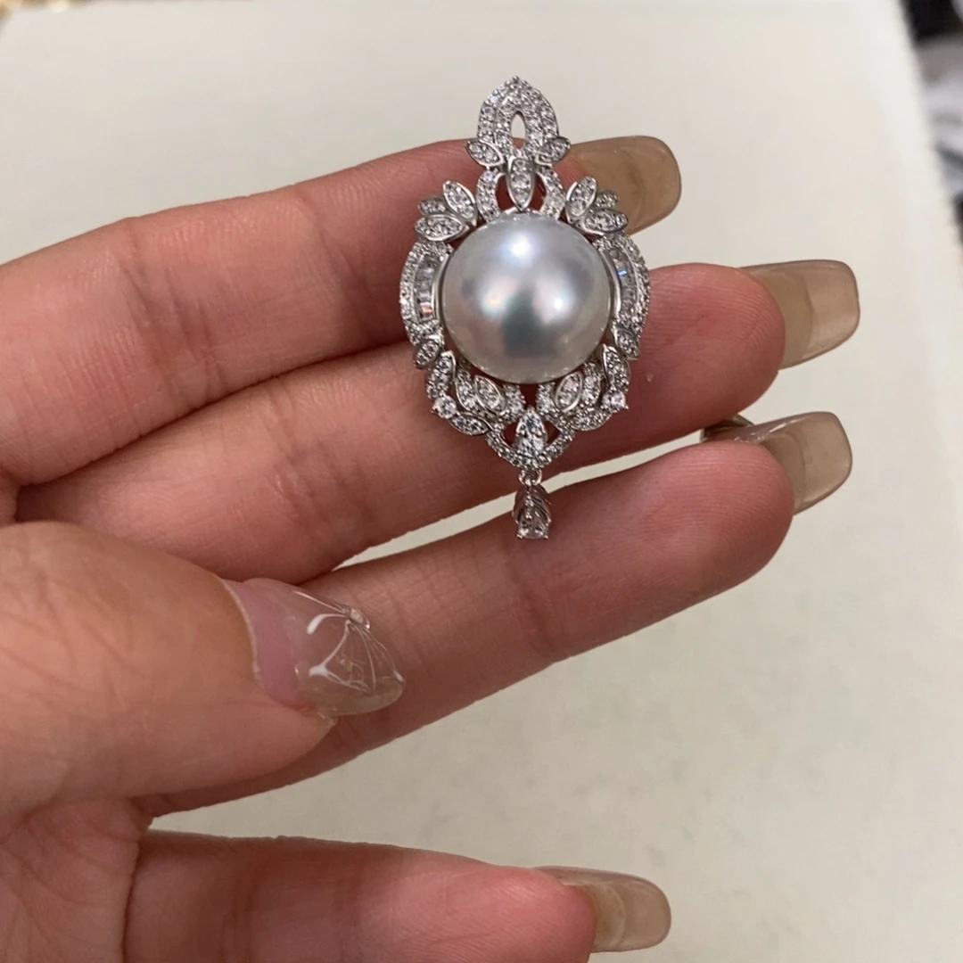 海水珍珠银S925镶嵌颈饰